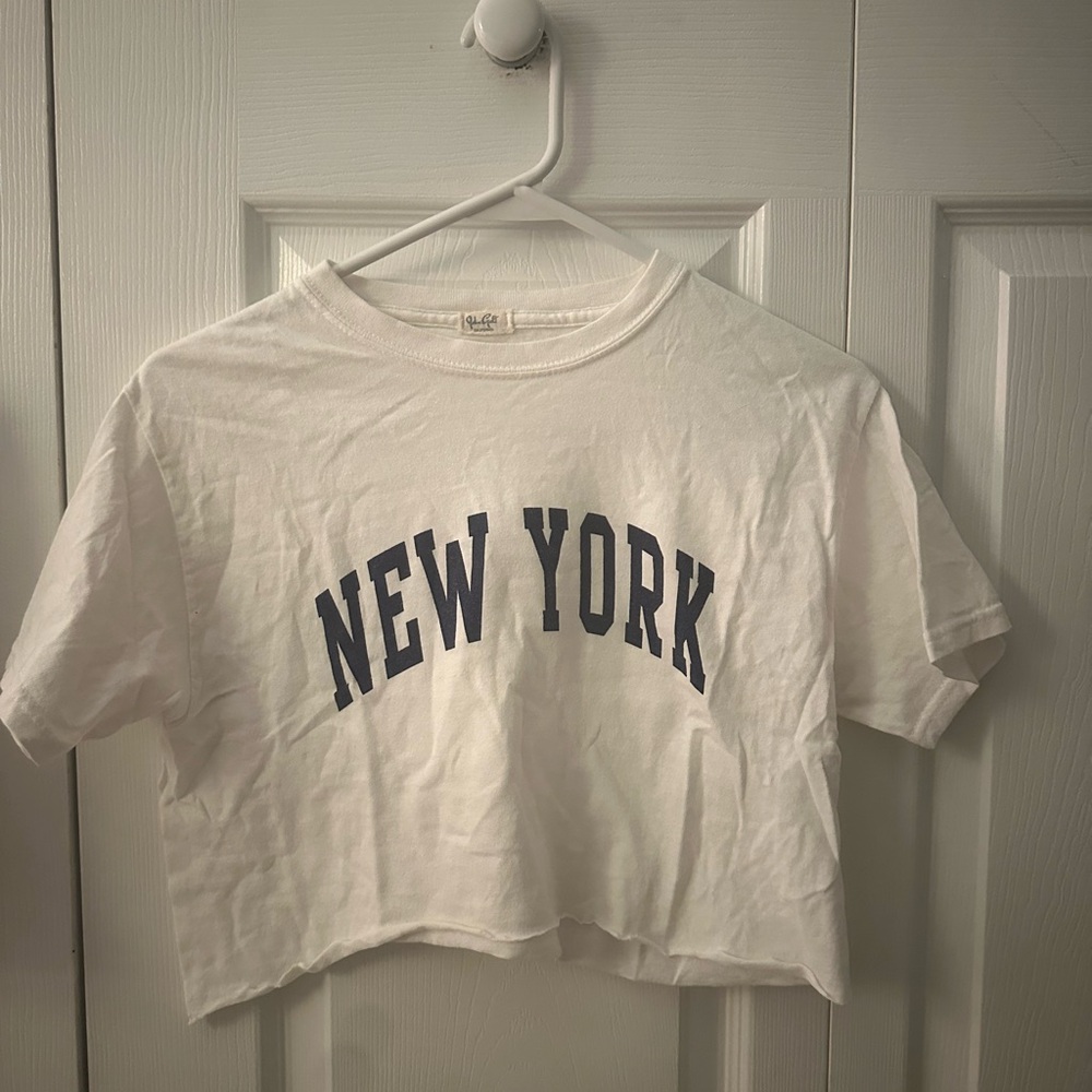 Brandy Melville White New York Crop Top